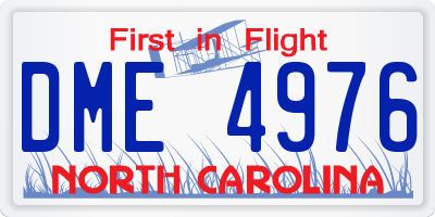 NC license plate DME4976