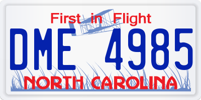 NC license plate DME4985