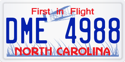 NC license plate DME4988