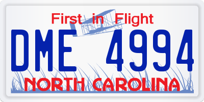 NC license plate DME4994