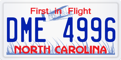 NC license plate DME4996