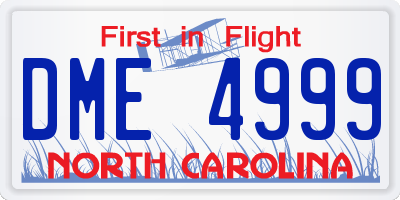 NC license plate DME4999