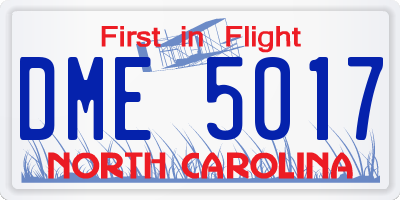 NC license plate DME5017