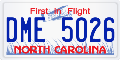 NC license plate DME5026
