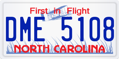 NC license plate DME5108