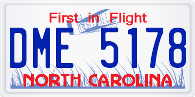 NC license plate DME5178