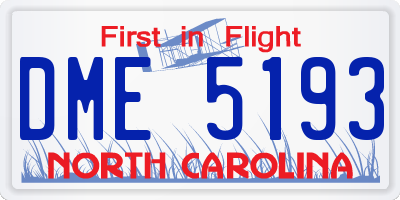 NC license plate DME5193