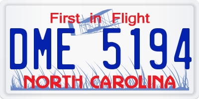 NC license plate DME5194