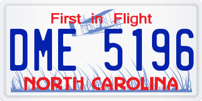 NC license plate DME5196