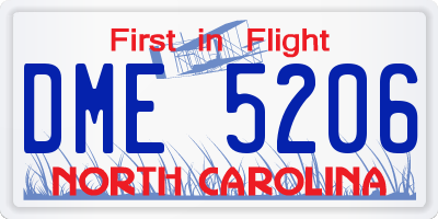 NC license plate DME5206