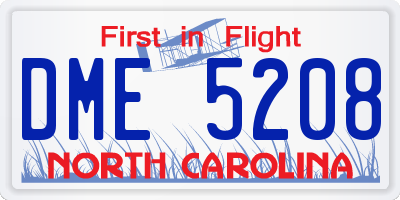 NC license plate DME5208