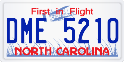 NC license plate DME5210