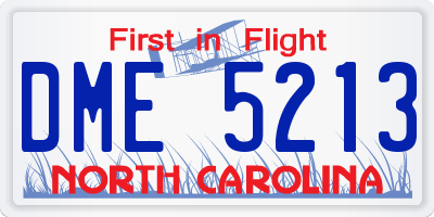 NC license plate DME5213