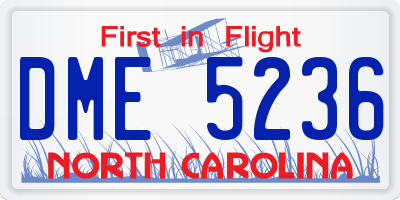 NC license plate DME5236