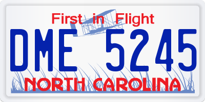 NC license plate DME5245