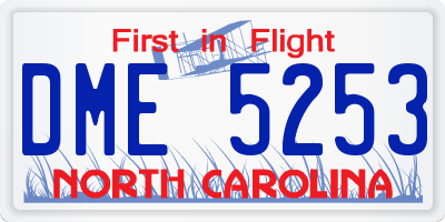 NC license plate DME5253