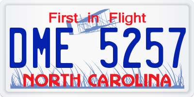 NC license plate DME5257