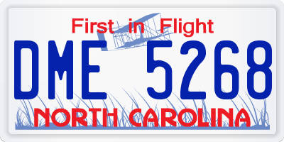 NC license plate DME5268