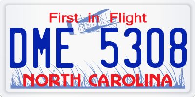NC license plate DME5308
