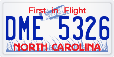 NC license plate DME5326