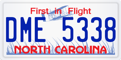 NC license plate DME5338