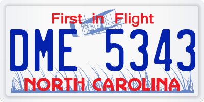 NC license plate DME5343