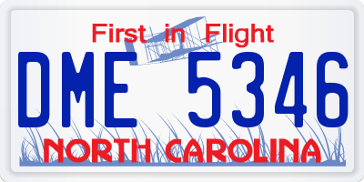 NC license plate DME5346