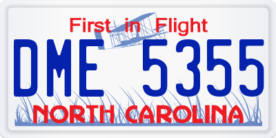 NC license plate DME5355