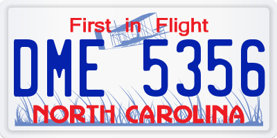 NC license plate DME5356