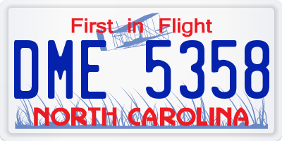 NC license plate DME5358