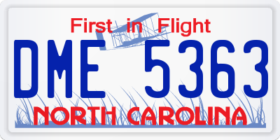 NC license plate DME5363