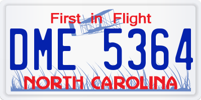 NC license plate DME5364