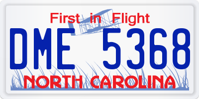 NC license plate DME5368