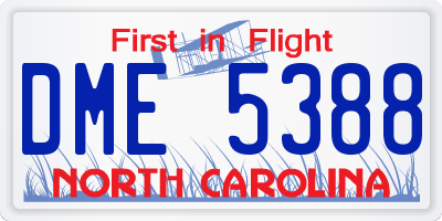 NC license plate DME5388