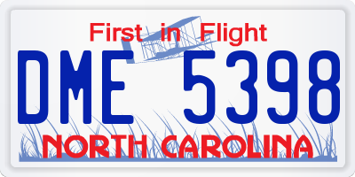 NC license plate DME5398