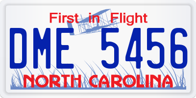 NC license plate DME5456