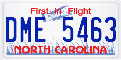 NC license plate DME5463