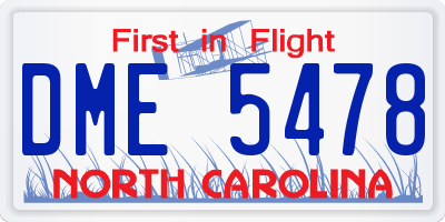 NC license plate DME5478
