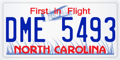 NC license plate DME5493