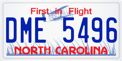 NC license plate DME5496