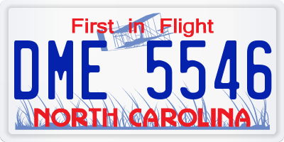 NC license plate DME5546