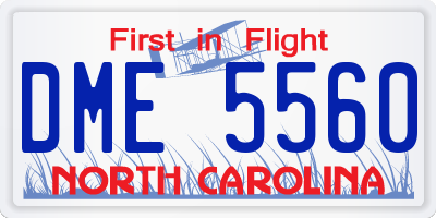 NC license plate DME5560