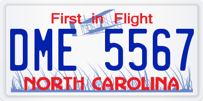 NC license plate DME5567