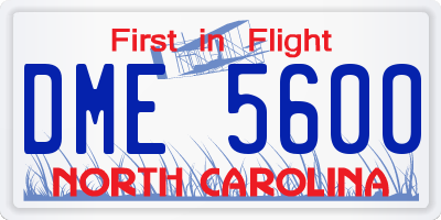 NC license plate DME5600