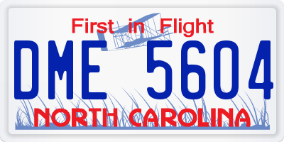 NC license plate DME5604
