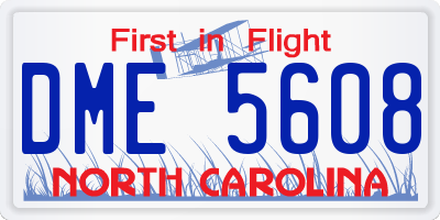 NC license plate DME5608