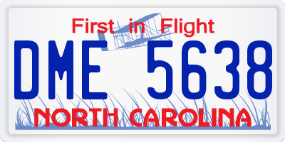 NC license plate DME5638