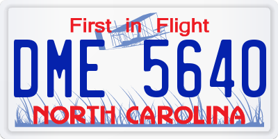NC license plate DME5640