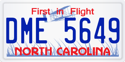 NC license plate DME5649