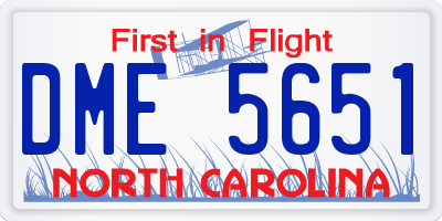 NC license plate DME5651